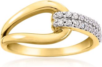 Ross-Simons Diamond Interlocking Loop Ring in 18kt Gold Over Sterling