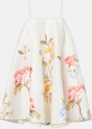 LEO LIN Caitlin floral linen-blend minidress