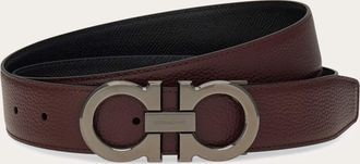 Ferragamo Men Reversible and adjustable Gancini belt Brown