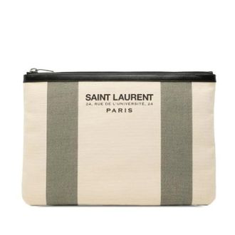 Saint Laurent Pre-owned Clutches, female, White, Size: ONE SIZE Pre-owned Canvas Clutch