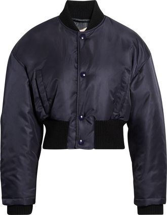 Marni Crop Nylon Bomber Jacket in 00B99 Blublack at Nordstrom, Size 38