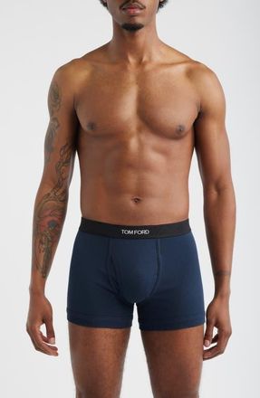 Tom Ford 2-Pack Cotton Jersey Boxer Briefs in White/Ocean Blue at Nordstrom, Size Xx-Large