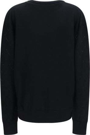Balmain Womens V-Neck Sweater Noir Merino Wool Ovis Aries