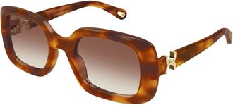Chlo&eacute; Rechthoekige Zonnebril - Dames - Zonnebrillen - Bruin - 53 MM - Nylon - Accessoires