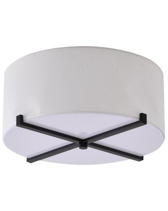 Bethel International Stainless Steel Flush Mount With Fabric Shade