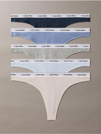 Calvin Klein Womens Icon Logo 5-Pack Thong - Multi - XS