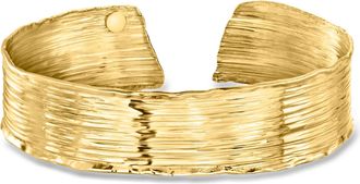 Ross-Simons Italian 18kt Gold Over Sterling Lined Cuff Bracelet
