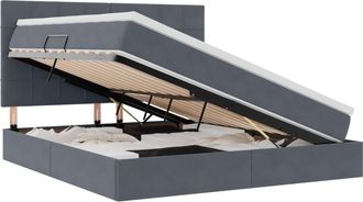 vidaXL Letto Con Contenitore Led E Materasso Grigio Scuro 160 X 200 Cm Vidaxl