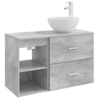 vidaXL Juego De Muebles De Ba&ntilde;o 2 Pcs Gris Hormig&oacute;n Vidaxl