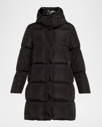 Moncler Litte Long Down Puffer Coat with Detachable Hood