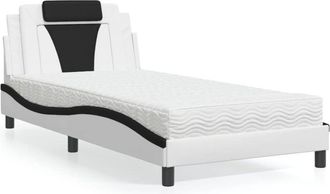 vidaXL Cama Con Colch&oacute;n Cuero Sint&eacute;tico Blanco Y Negro 100x200 Cm Vidaxl