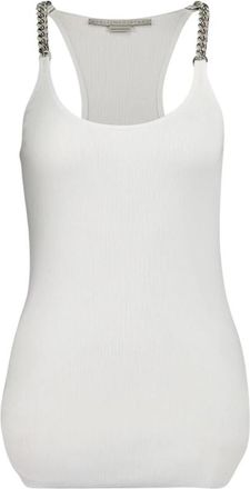 Stella McCartney Witte Tanktop met Kettingbandjes - Dames - Tops zonder mouwen - Wit - XS - Katoen - Tops