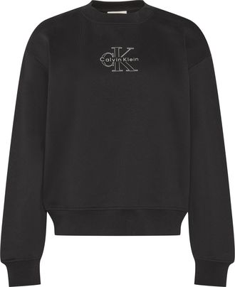 Calvin Klein Jeans Sweatshirt CALVIN KLEIN JEANS FOIL CREW SWEATSHIRT, Damen, Gr. XXL (46), schwarz, Sweatware, Obermaterial: 100% Baumwolle, unifarben, regular fit norm