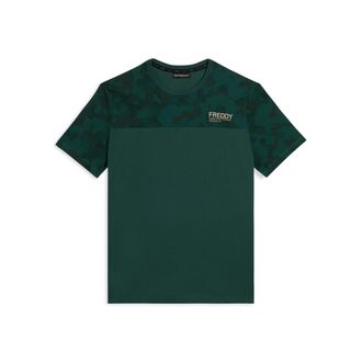 Freddy T-shirt camouflage con fondo tinta unita e logo cuore