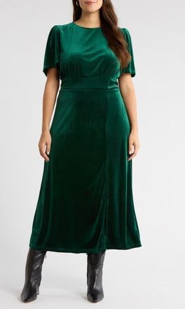 Sugarlips Night Bloom Velvet Maxi Dress in Emerald at Nordstrom, Size 3X