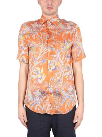 Etro Floral Print Viscose Shirt - Orange