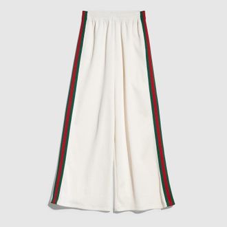 Gucci Rib Cotton Jersey Leisure Pants With Web, White