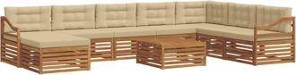 vidaXL Conjunto De Sof&aacute;s De Exterior 9 Uds. Natural Y Beige Vidaxl