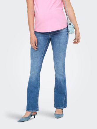 Only Umstandsjeans ONLY MATERNITY OLMBLUSH MID FLARED REA1319 NOOS, Damen, Gr. XL (42), L&auml;nge 32, blau (medium blau denim), Denim/Jeans, Obermaterial: 92% 