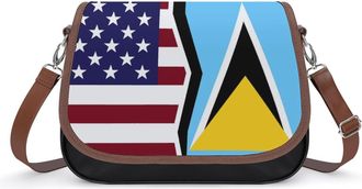 Generic US & Saint Lucia Flag Fashion Womens Crossbody Bags Novelty Handbag Shoulder Bag Purse