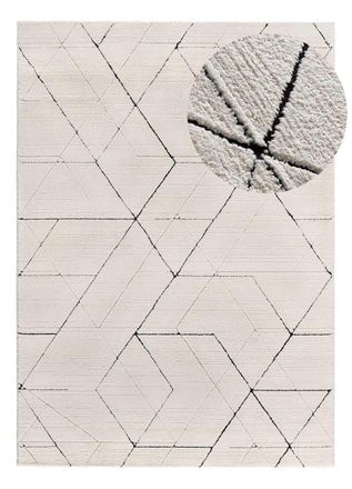 Atticgo Alfombra con relieve geom&eacute;trica blanco/negro 120x170 cm