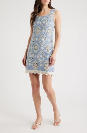 ZOE AND CLAIRE Embroidered Cotton Minidress in Light Blue at Nordstrom, Size X-Large