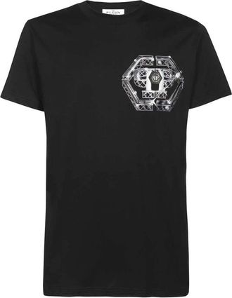 Philipp Plein Logo Print Katoenen T-shirt - Heren - T-shirts - Zwart - 3XL - Katoen - Tops