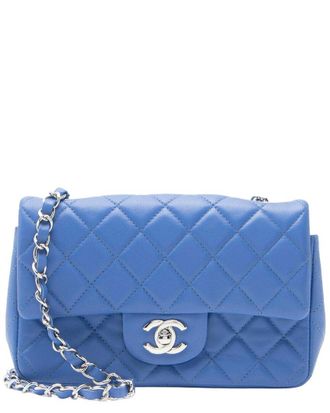 Chanel Blue Lambskin Rectangular Mini Flap Bag (Authentic Pre-Loved)