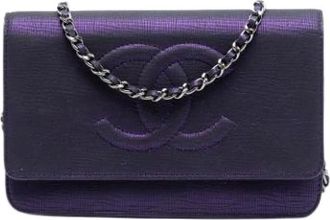 Chanel Pre-owned Wallet on Chain - Dames - Vintage Mini Tas - Paars - ONE Size - Leer - Vintage