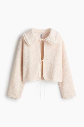 H&M Collared Boucl&eacute; Cardigan in Cream at Nordstrom, Size X-Small