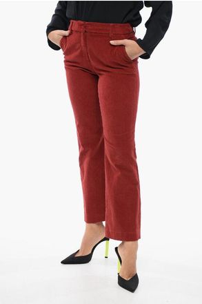 True Royal Corduroy Low-Waist Pants with Flared Fit size 44