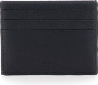 Ferragamo Mens Cardholder With Gancini Plaque, Black Leather Calfskin Accessory