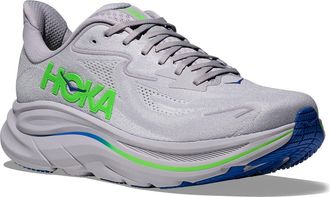 Hoka One One Clifton 10 Running Shoe - Wide Width Available in Ash Grey /Neon Green at Nordstrom, Size 10.5