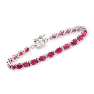Ross-Simons Ruby and. White Topaz Tennis Bracelet in Sterling Silver With Magnetic Clasp