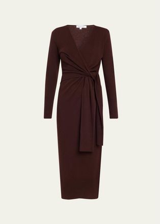Veronica Beard Salomez Knit Wrap Midi Dress