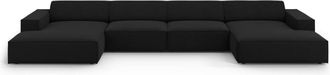 MICADONI Sofá panorámico 6 plazas de tela negro