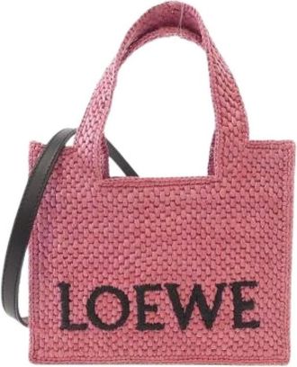 Loewe Pre-owned Mini Bags, female, Pink, Size: ONE SIZE Pre-owned Raffia shoulder-bags