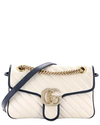 Gucci Gg Marmont Flap Bag Diagonal Quilted Small (Authentic Pre-Loved)