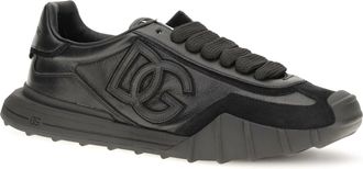 Dolce & Gabbana Mens Athletic Fabric And Leather Sneakers Nero-Nero Nero/nero
