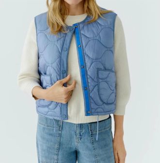 Oui Reversible Parachute Vest In Light Blue Green
