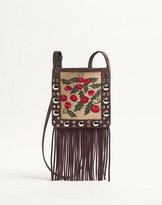 Valentino Garavani Valentino Garavani Nellc&ocirc;te Small Shoulder Bag In Jacquard Raffia With Cherryfic Pattern Wo