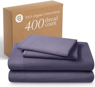 Bare Home 400 Thread Count Organic Cotton Sateen Sheet Set in Dusty Purple at Nordstrom, Size Queen
