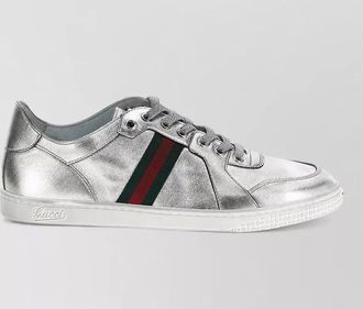 Gucci stretch metallic leather sneakers rubber sole