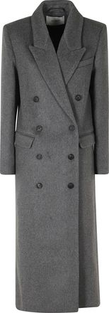 IVY & OAK Gray Double-Breasted Long Wool-Blend Coat