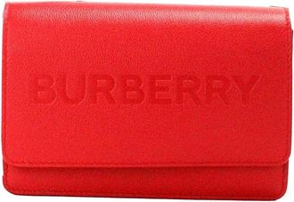 Burberry Burberry Hampshire Small Red Embossed Logo Smooth Leather Crossbody Womens Bag