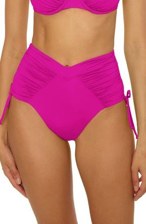 BECCA by Rebecca Virtue Color Code High Waist Side Tie Bikini Bottoms in Hibiscus at Nordstrom, Size Large