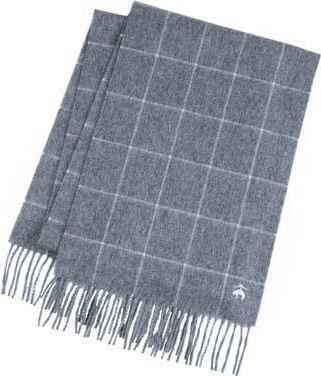 Brooks Brothers Windowpane Wool & Cashmere Blend Fringe Scarf in Charcoal at Nordstrom Rack