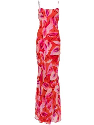 Andamane Ninfea floral-print slip dress - women - Polyester/Viscose - 42 - Red