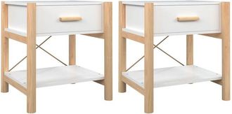 vidaXL Vidaxl - Mesitas De Noche 2 Uds Madera Contrachapada Blanco 42x38x45 Cm