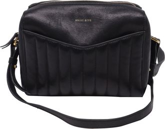 Anine Bing Ellis Quilted Shoulder Bag in Black Leather